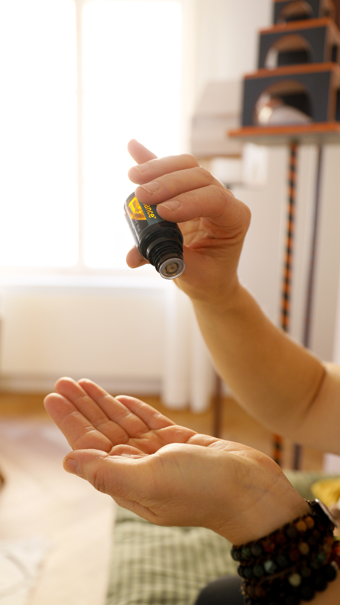 Doterra oil in hands